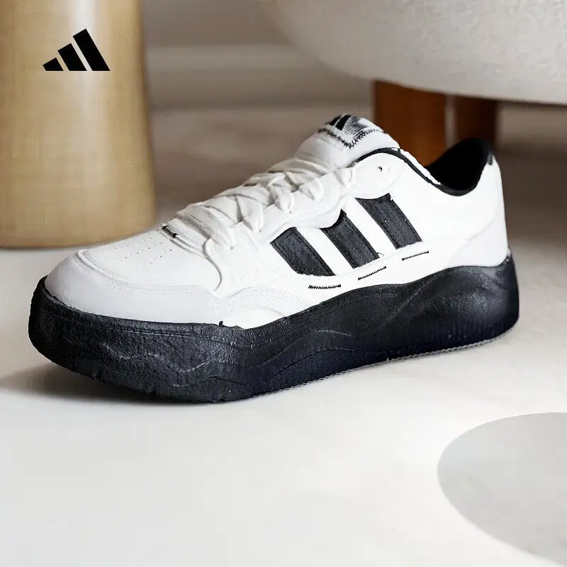 

Adidas Mens 2026 New White Black Low Top Skate Shoes Cold Cement Synthetic Leather Casual Sneakers KH9022