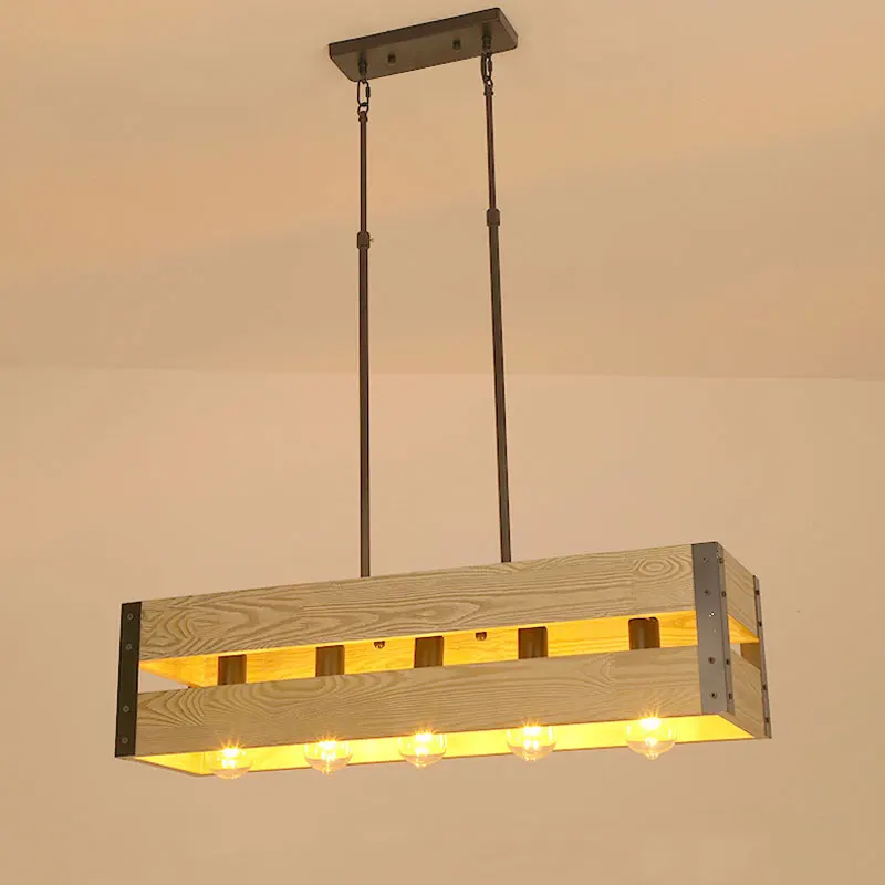 Vintage Loft Industrial Chandeliers American Restaurants Bars Coffee Shops  Creative And Personalized Design Wooden Pendent Lamp