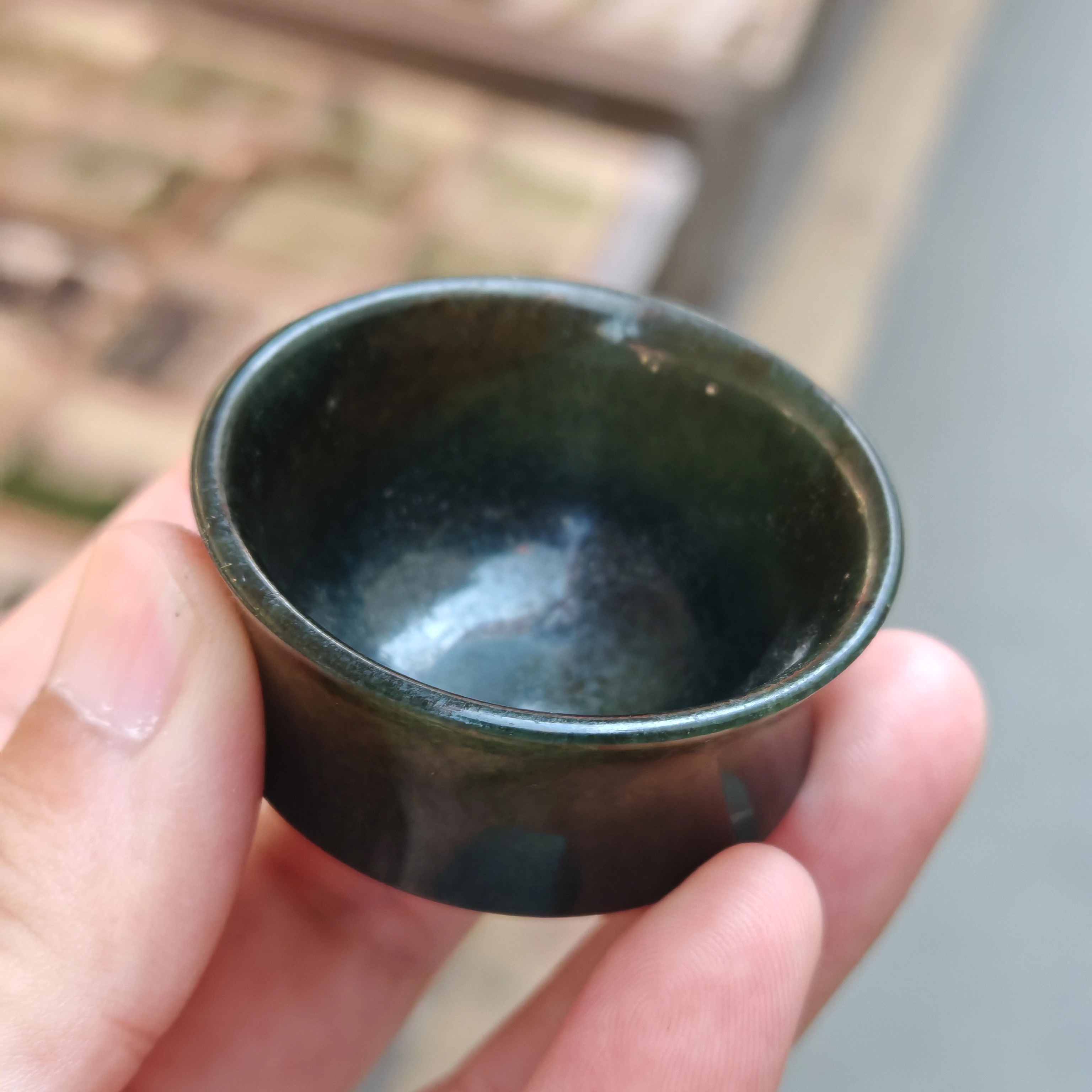 Natural Green Jade Teacups Chinese Tea Ceremony Nephrite Stone Master Cup Health Gongfu Teaware Genuine Hetian Jade Bamboo Cups