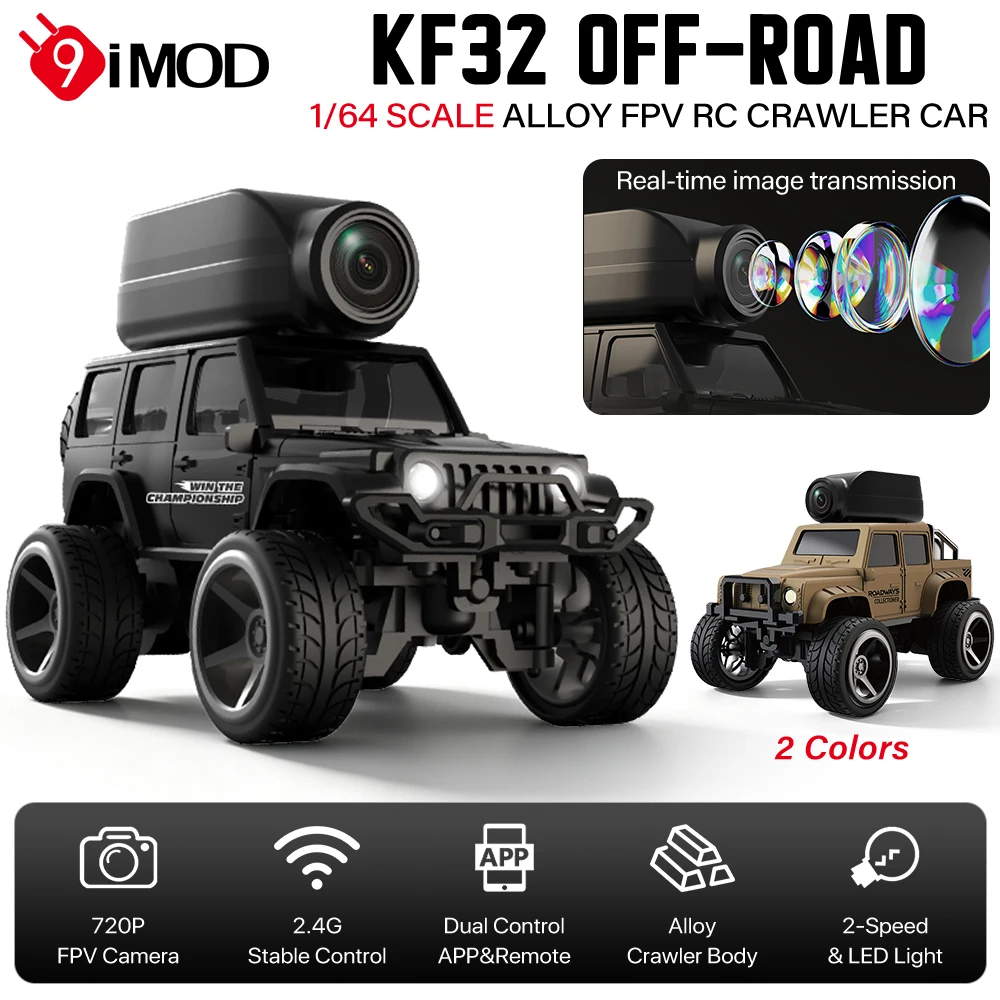 9IMOD KF32 1:64 Alloy Video RC Car Remote Control Crawler with 720P Camera 150mAh Battery 2.4G Remote Control for Adults Kids