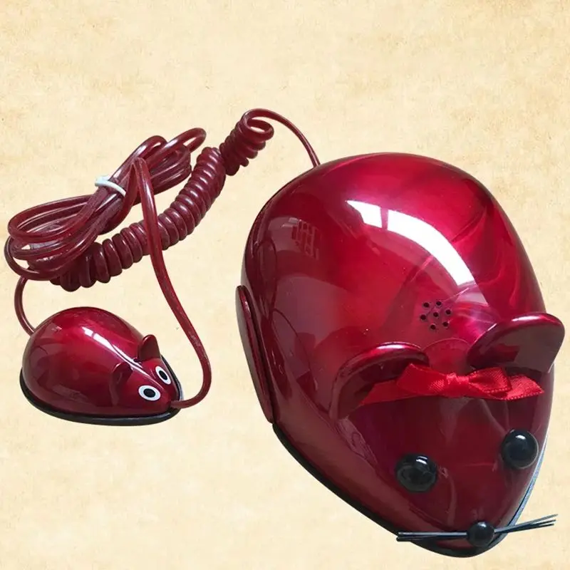 Cute Little Mouse Corded Phone Creative Home Office Fixed Landline Telephone, Lighted Keypad, Phone Decoration- Red, White, Gray