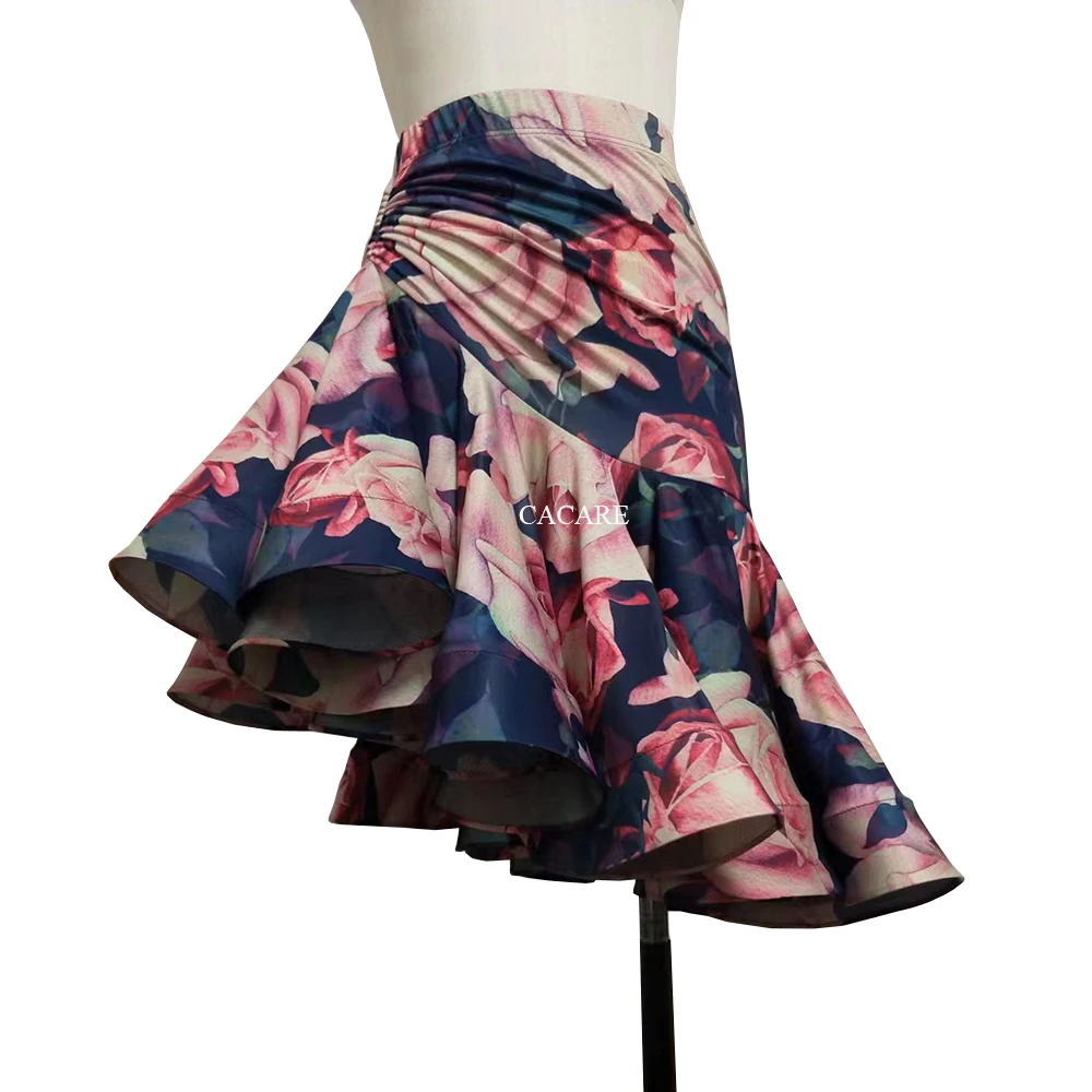 Latin Dance Skirt Women for Latin Fringe Salsa Dance Competition Dresses Dancing Skirt of Woman D0028 Ruffled Fluffy Hem