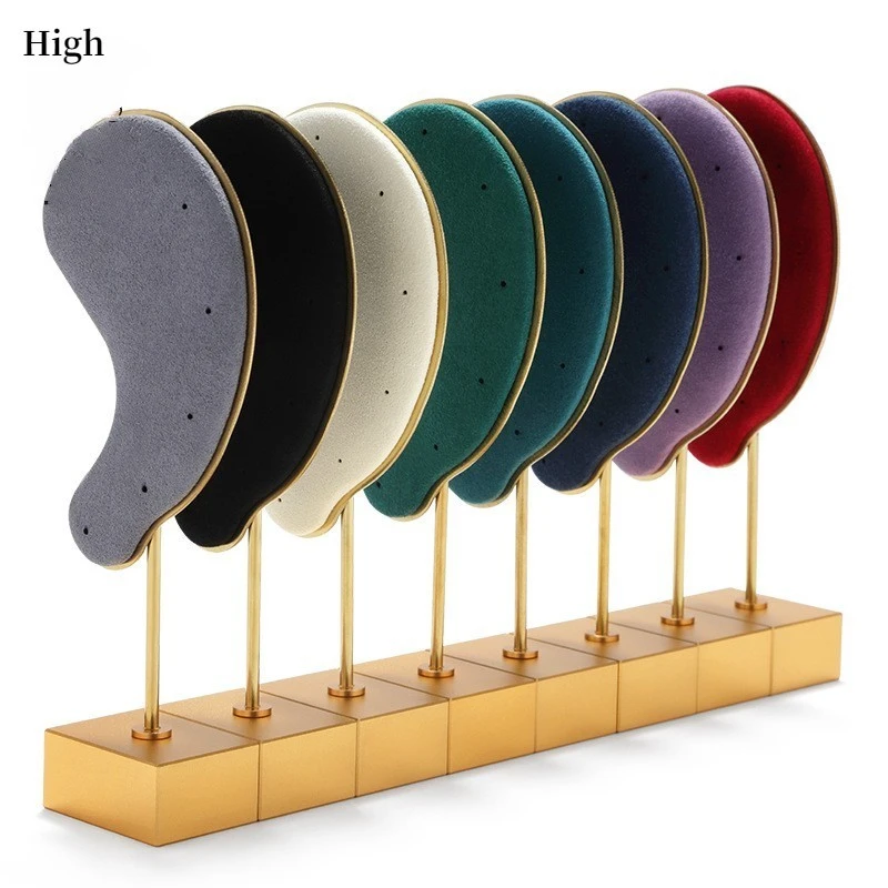 Fashion Earring Display Stand Multi-color Microfiber Earring Holder Ear-shaped Ear Clip Stud Jewelry Display Organizer Stand