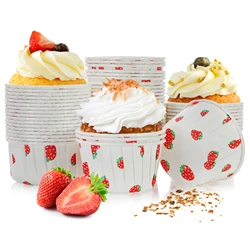 Hot 50Pcs Large Muffin Strawberry Cupcake Liner Cake Wrappers Baking Cup Tray Case Cake Paper Cups Pastry Tools Party Supplies