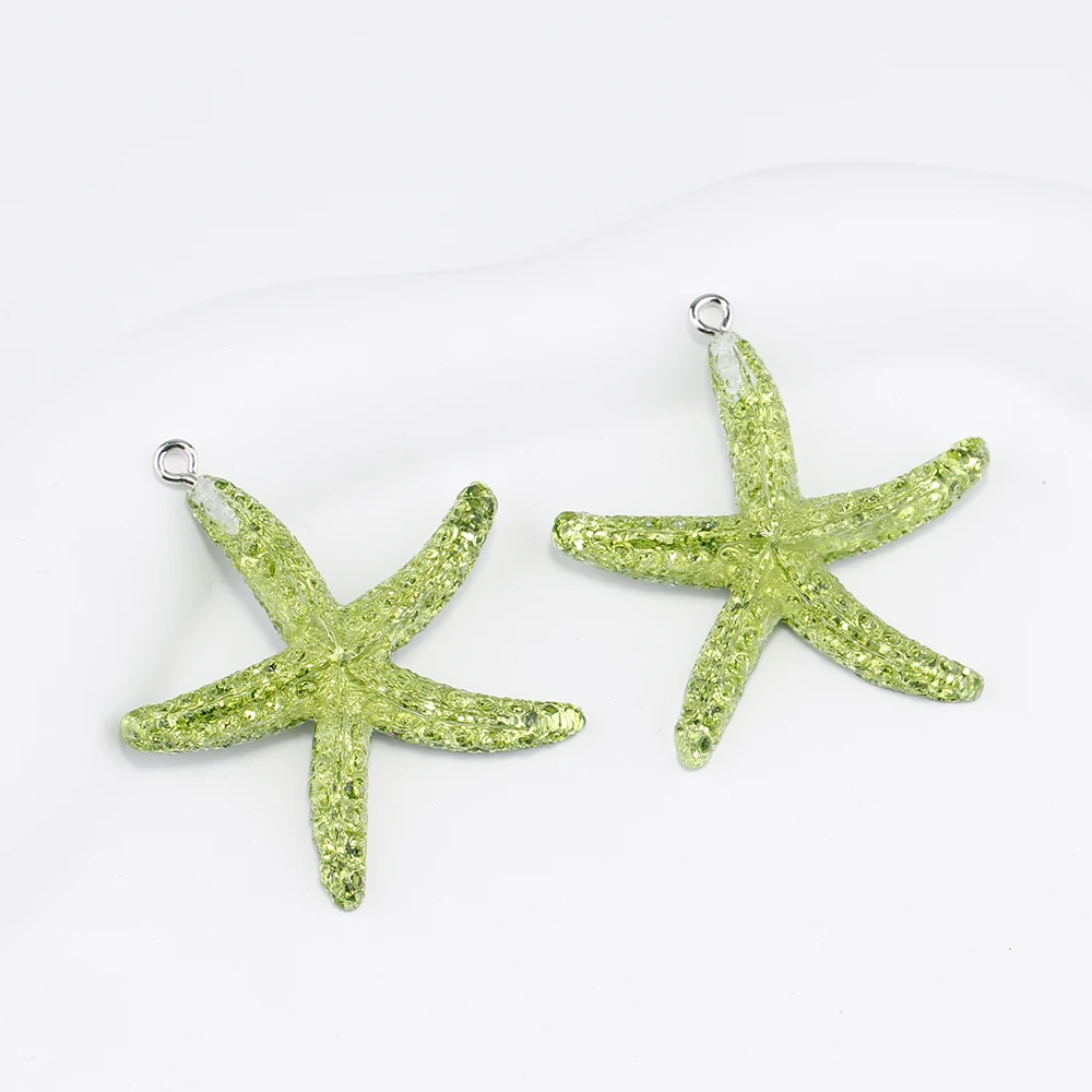 10pcs Glitter Sea Starfishs Resin Charms Pendants for Necklace Keychains Earrings Jewelry Making Diy Handmde Accessories