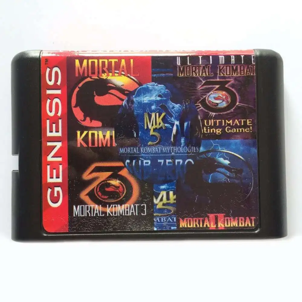 Mortal Kombat Collection 5 In 1 Multi Game Cartridge For 16 bit Sega Mega Drive & Genesis