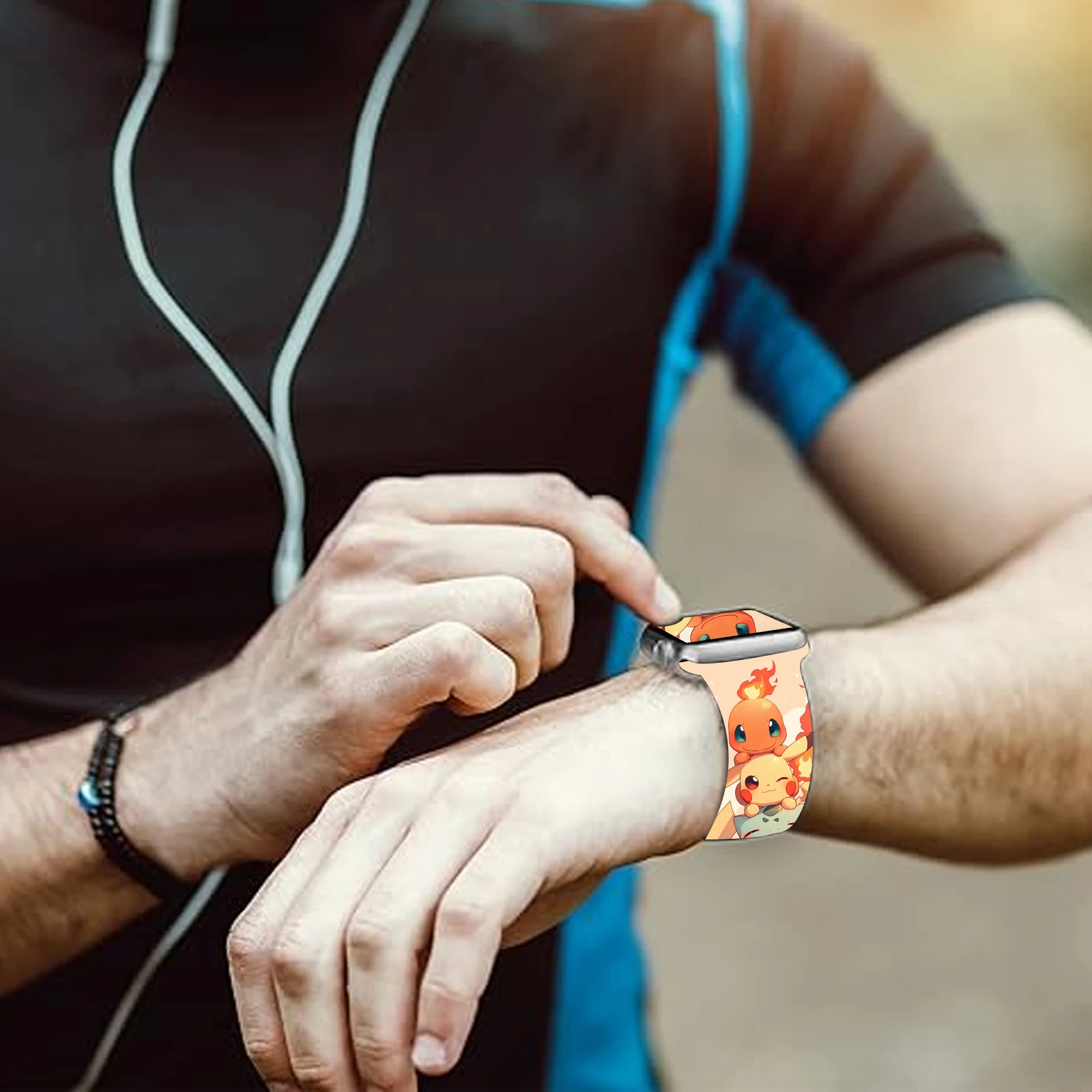 Cinturino Pocket Monster Print per iWatch 11 10 9 8 Bracciale sostituibile con cinturino in silicone per Apple Watch 46mm 44mm 42mm 41mm cinturino