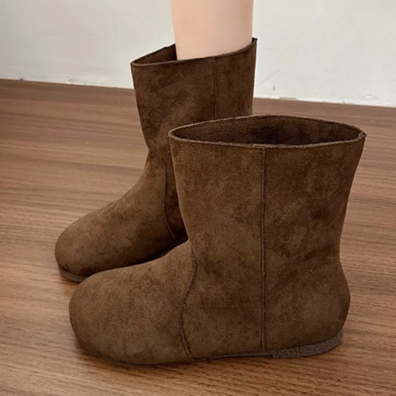 موضة الجلد المدبوغ النساء الشقق أحذية بوت قصيرة مصمم جديد 2025 أحذية الشتاء أنيقة حذاء من الجلد غير رسمي الكلاسيكية المشي Zapatos Mujer #4