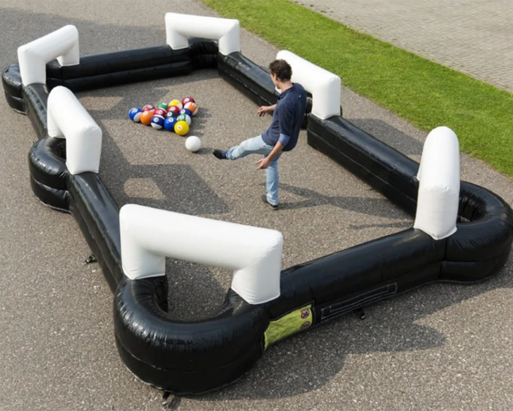 

6x4m Cheap Inflatable Snooker Ball Table Soccer Football Field PVC Billiard Game Pitch with balls and blower For Sale