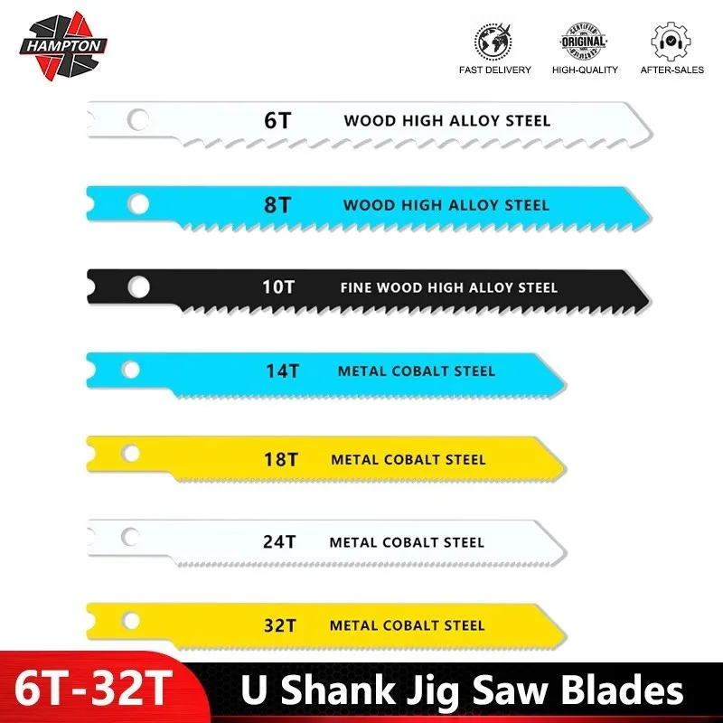 

U Shank Jig Saw Blades 68/100mm T6-T32 Assorted Metal/Wood Steel Jigsaw Blades for Cutting Tools