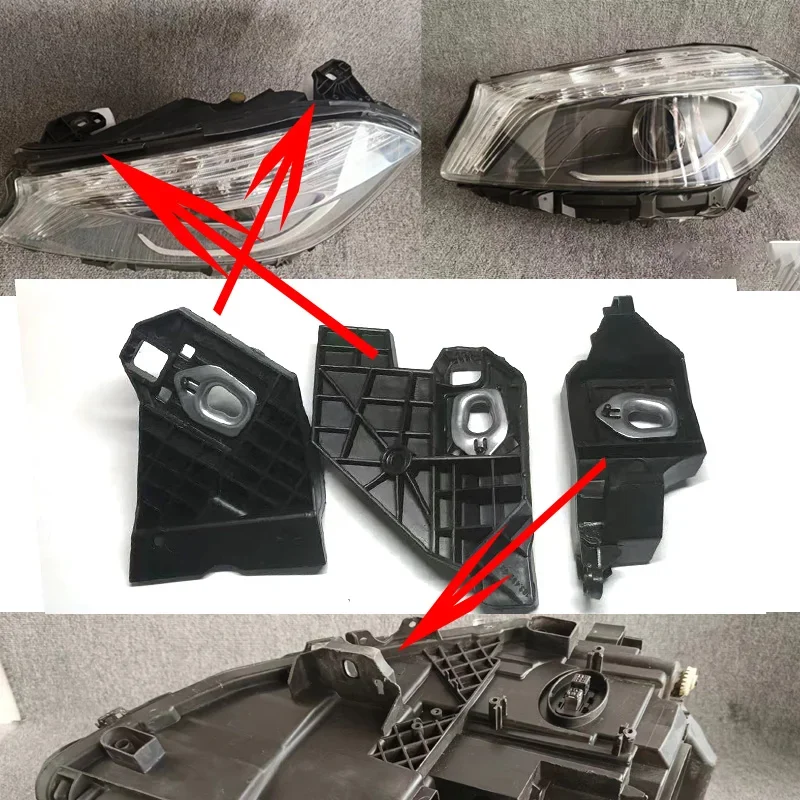 Suporte do jogo de reparação dos faróis do carro, plástico preto, Mercedes Benz W176 2013-2016, A180, A200, A220, A250, A260, 1768200214, 1768200114