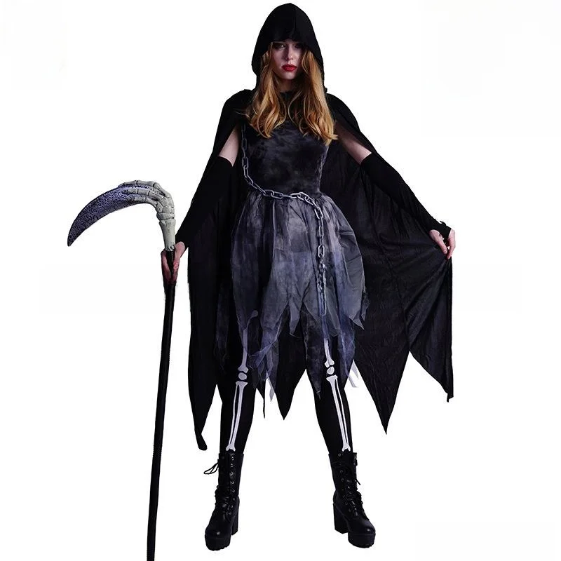 

Взрослый женский ролевой костюм призрака на Хэллоуин eup Par, полный комплект, страшный женский костюм, традиционный китайский сценический костюм