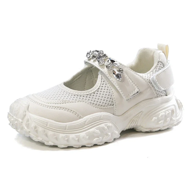 

Children's Sports Shoes Summer Fashion Rhinestone Girls' Princess Shoes Soft Sole Anti Slip Kid's Running Shoes Casual Sneakers