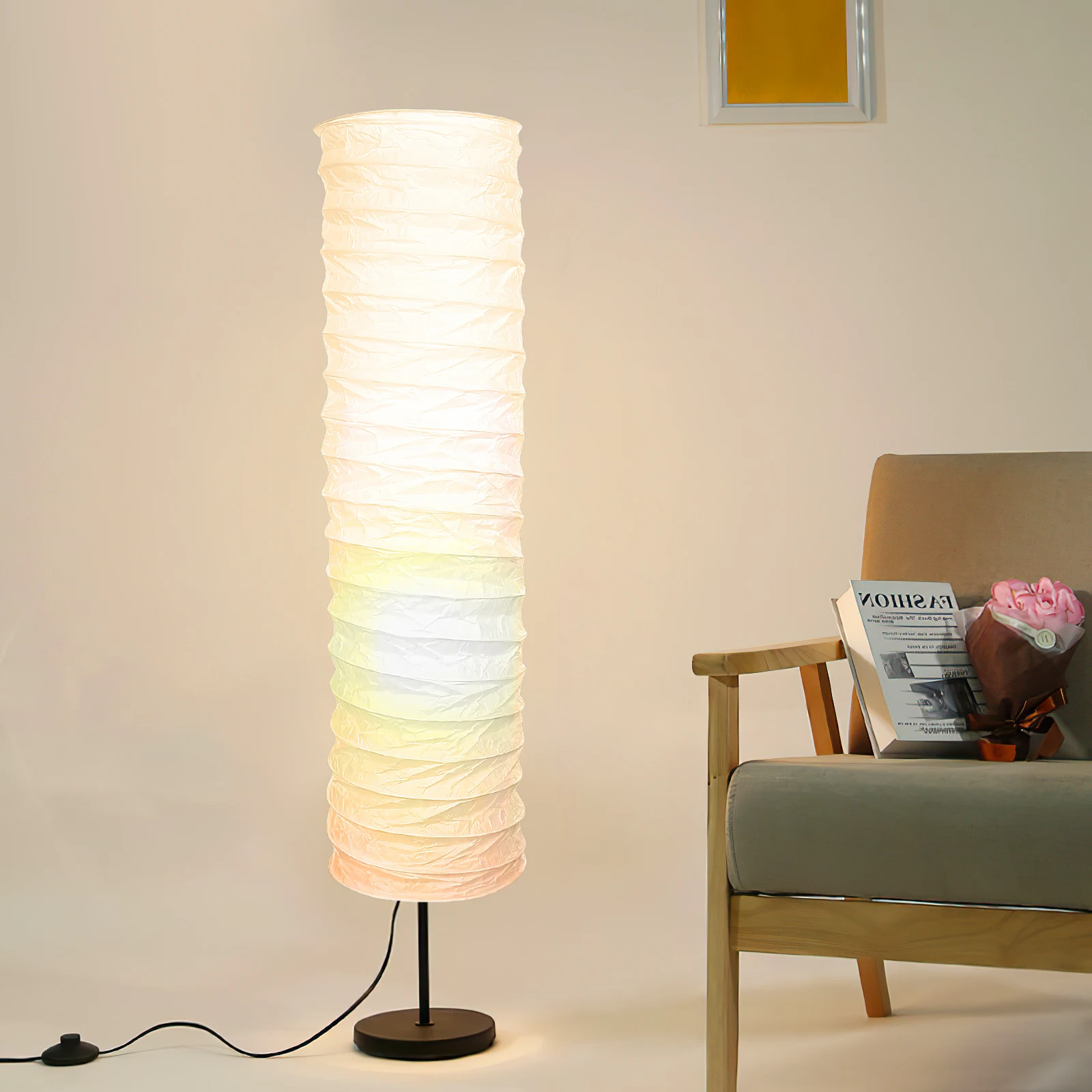 

1pc Standing Lampshade Paper Floor Light Cover Nordic Style Foldable Rice Shade Protector for Home Lighting Accessory Decor