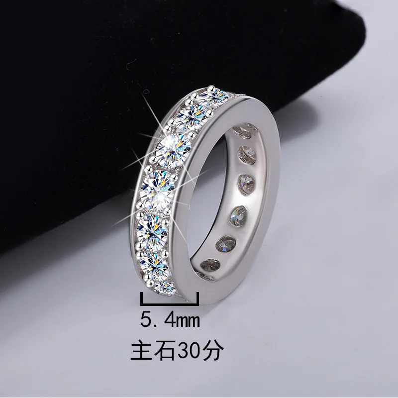 

PT950 Platinum Moissanite Ring for Women, High-End Exquisite Fashion Band, Unisex Wedding Ring, Each Moissanite 4mm (0.3Ct)