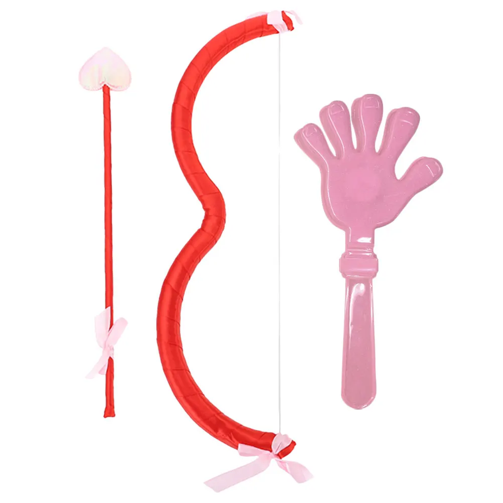 1 set Pink Bow Props for Masquerade Cosplay Valentine Valentine Cupid Costume Accessories Craft Toy Plastic Material