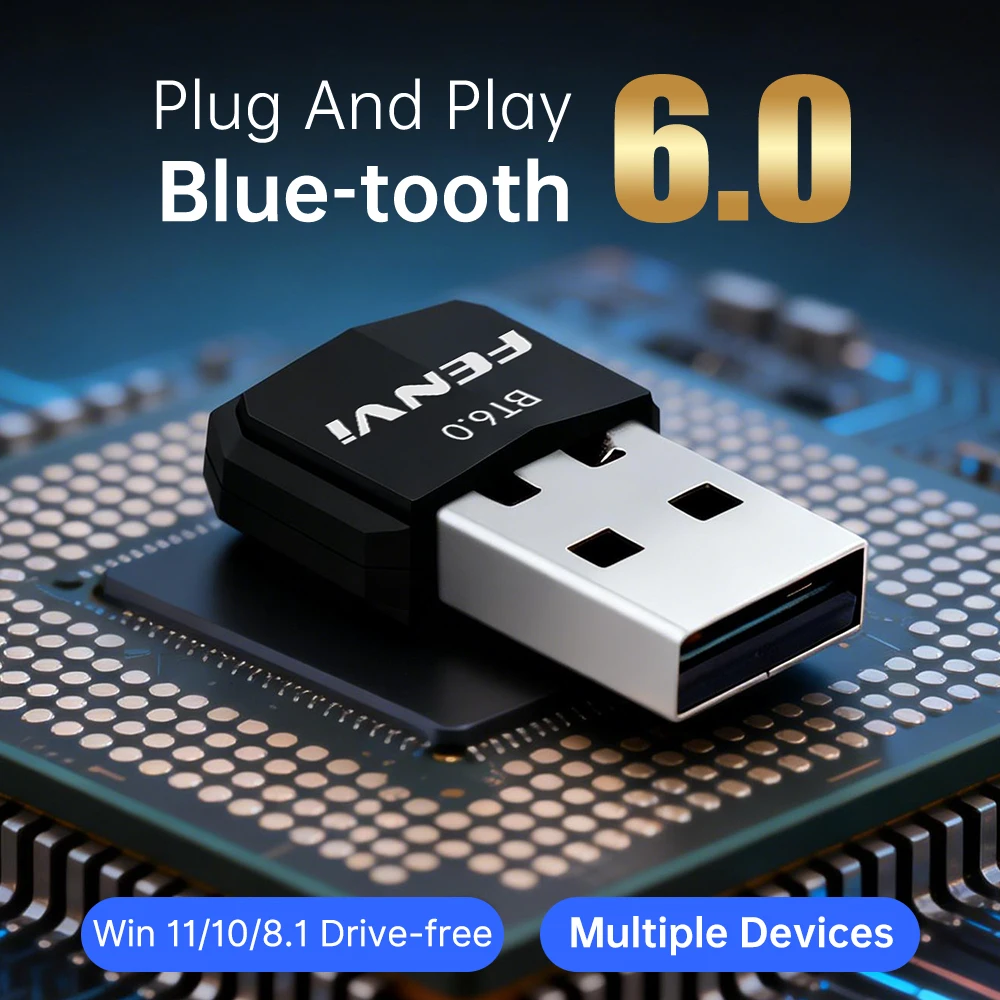 USB Bluetooth 6.0 Adapter Mini USB BT6.0 Dongle for PC Speaker Wireless Mouse Keyborad Music Audio Driver Free For Win 8.1/10/11