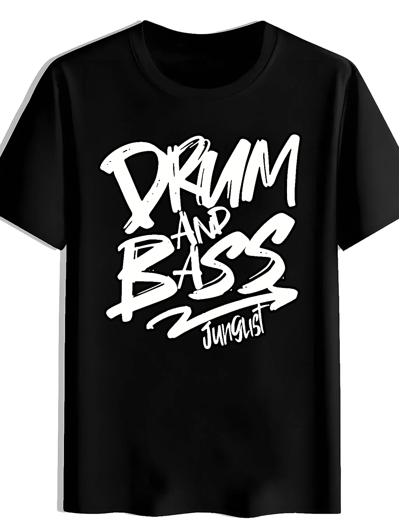 Men'S Casual Round-Neck T-Shirt Featuring a DRUM, AND, BASS, Junglist Print, Made from Soft And Comfortable Fabric That Resists Wrinkles. This Machine-Washable, Quick-Drying, And Easy-Care Short-Sleeve Tee Is Durable And Retains Its Shape