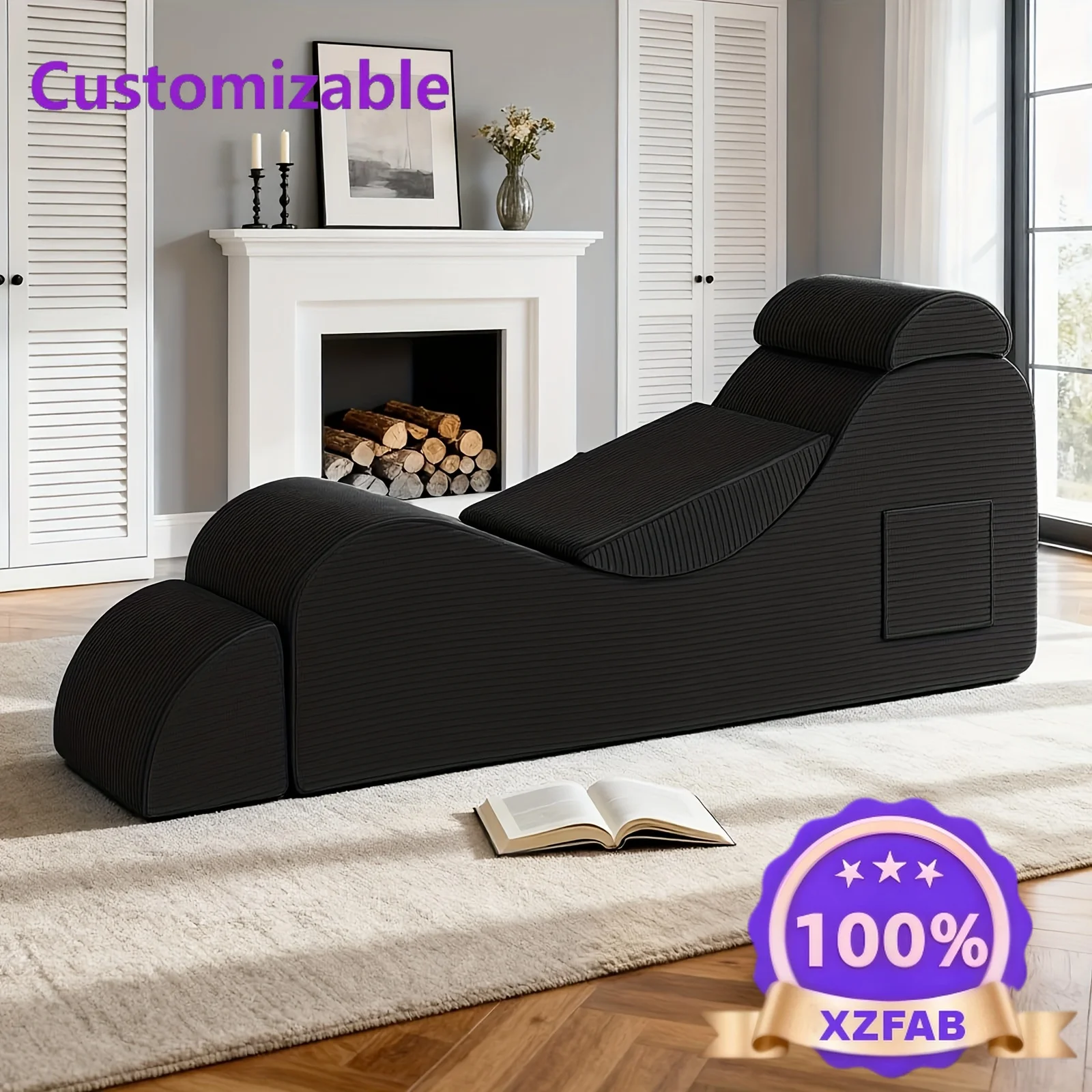Factory Direct 2026 Adult Yoga Chair with High-Density Foam & Non-Slip Base - Ergonomic Chaise Lounge with Headrest, Waist Pad &