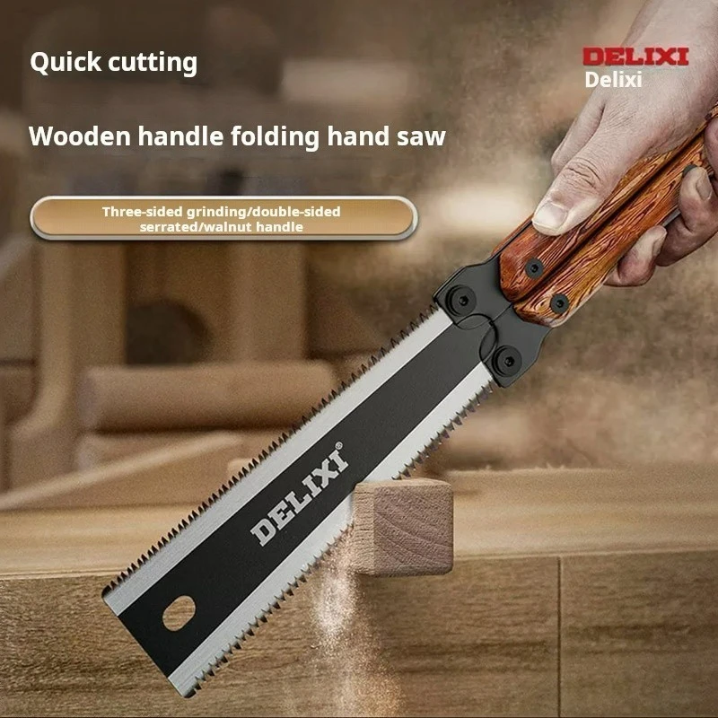 Sharp Woodwork saw Hand saw Walnut Handle Double sided fold shrink Butterfly Saw Outdoor camp hand tools