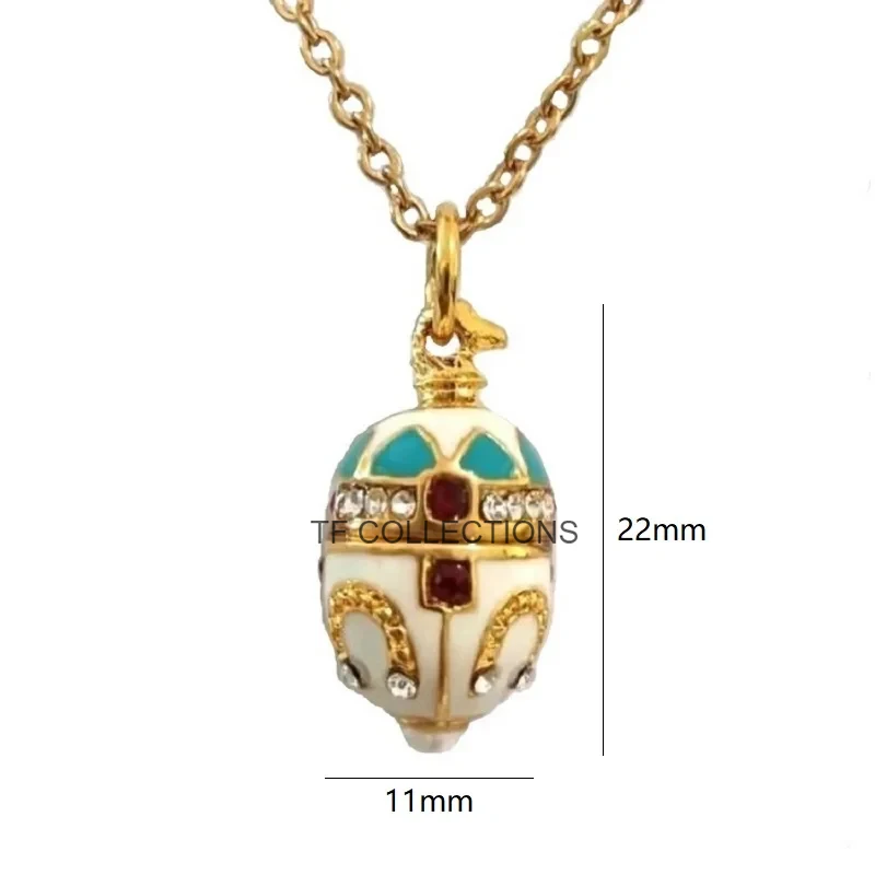 Hottest Fashion Enamel HandMade Jewelry Brass Vintage Egg Pendant Charm Crystal Rhinestone Necklace Gift To Women Or Girls