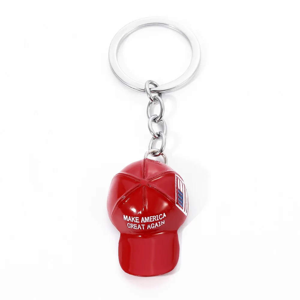 Creative Fashion Red Hat MAGA Keychain Alloy Drip Oil Hat Car Pendant Keychain Gift