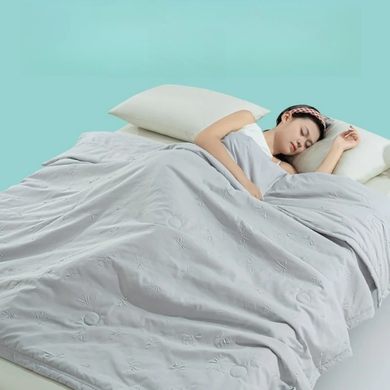 

Solid color simple 5D embossed knitted washed cotton summer quilt gift quilt air conditioner summer cool quilt