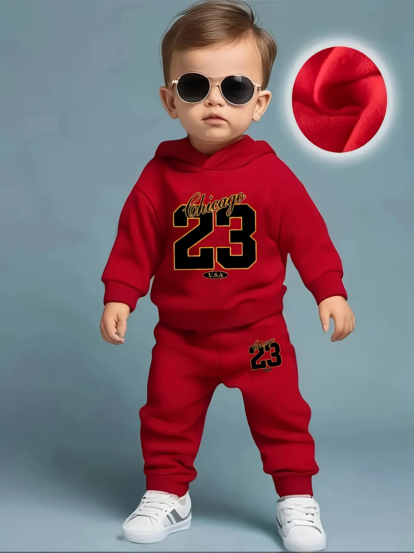 هودي رياضي للأطفال الأولاد بأكمام طويلة بتصميم رقم 23 + طقم سراويل لفصل الربيع/الخريف - مثالي للرياضات غير الرسمية