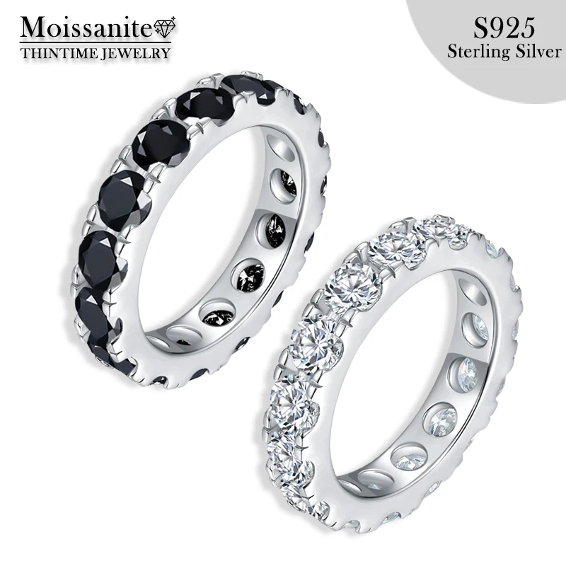 S925 Sterling Silver 4mm Moissanite Eternity Ring for Women, Luxury Wedding Band, Ideal for Engagement and Anniversary Gifts