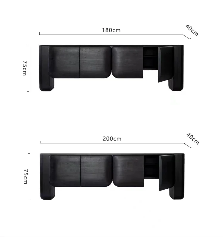 Italian Minimalist Black Oak Sideboard Cabinet Creative Custom Storage Cabinet