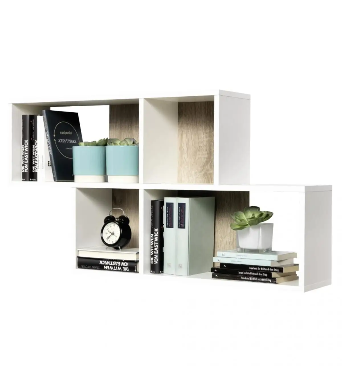 FMD shelves and shelving wall shelf with 4 compartments White