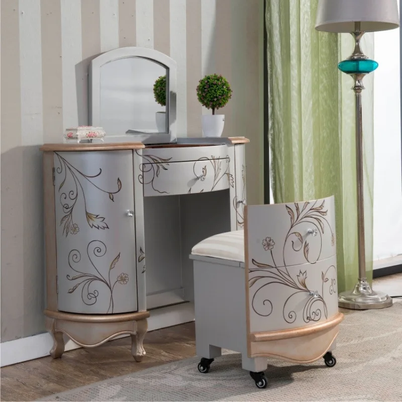 American Painted Dresser Stool Bedroom with Mirror Semicircle