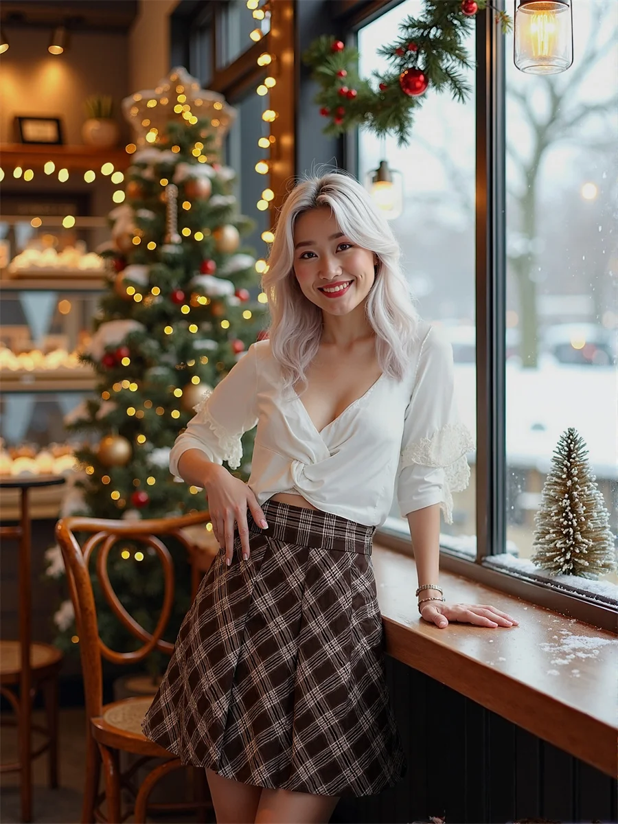 Faldas a cuadros estilo imperio Preppy para mujer, ropa de oficina para mujer, moda de invierno, corte recto, club nocturno, Punk, cremallera ajustada para adultos