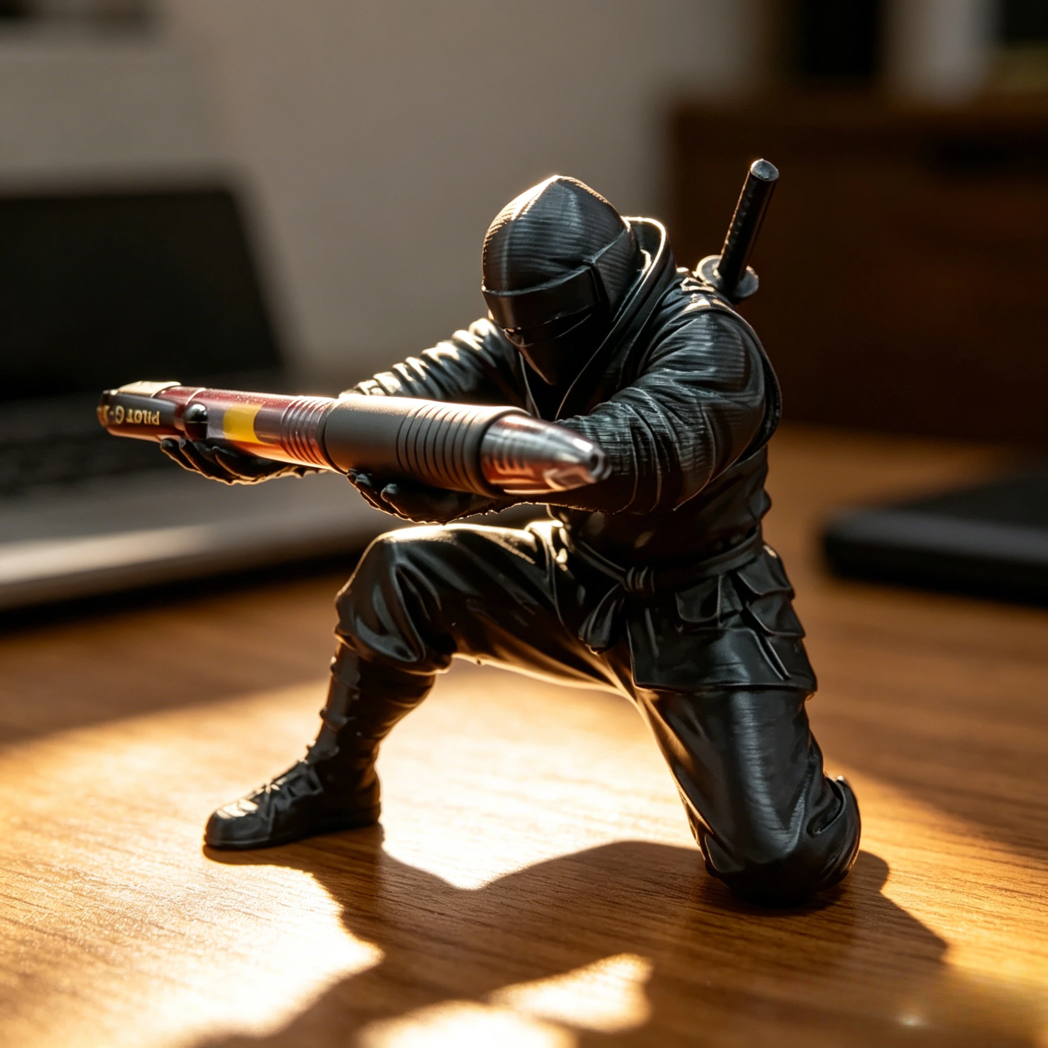 Suporte Criativo para Canetas Ninja, Organizador de Mesa em Resina, Estátua de Ninja Legal para Decoração de Escritório e Casa, Presente Único