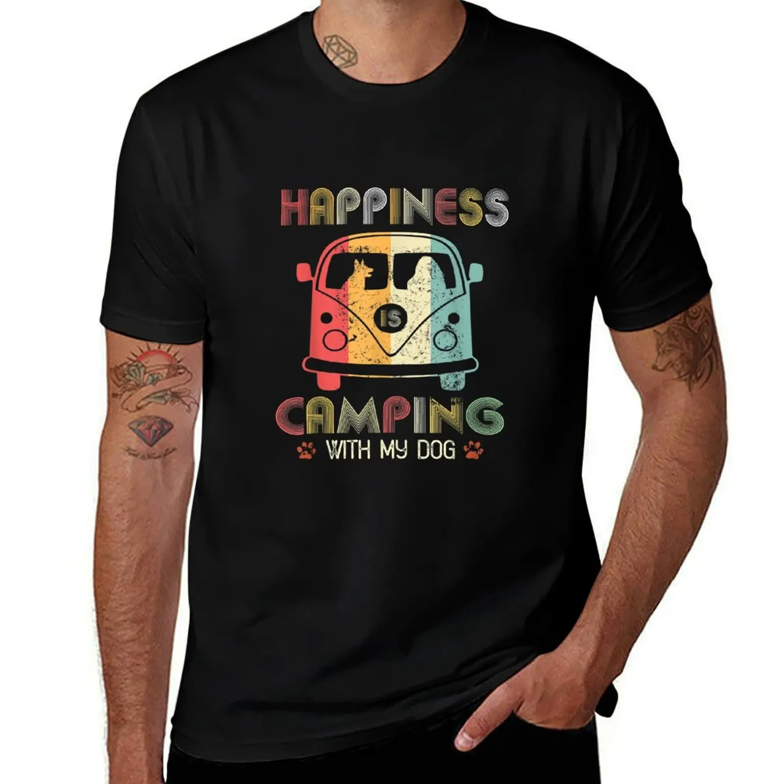 

shirt t Dogs T-Shirt With print Camping man Happiness Retro shirt Is custom Camper Camping My 365 casual t