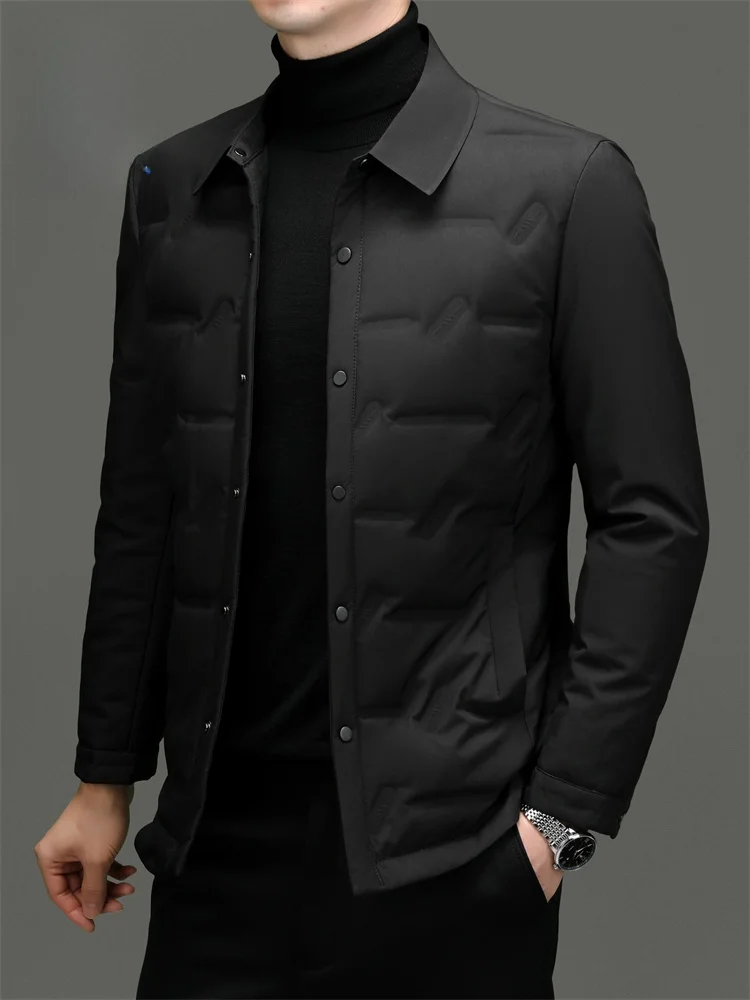 

Lonton Men's Lightweight down Jaet Casual Flip-Collar irt Jaet Sli Urban Faion Polyester Fiber Sl Fabric