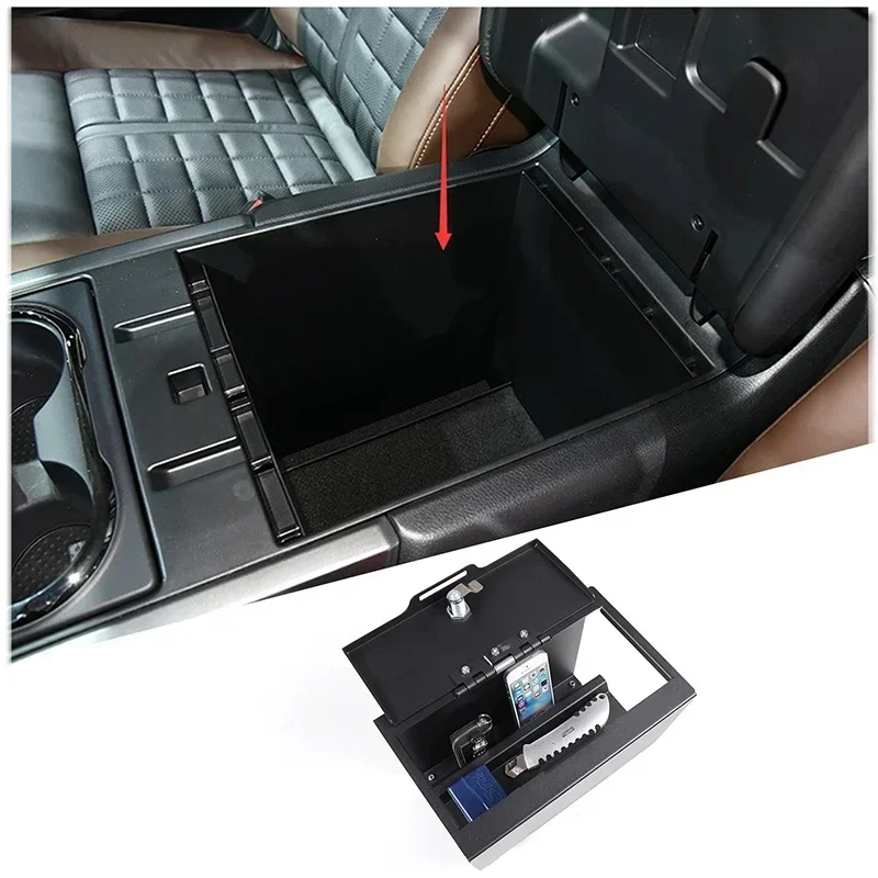 

For Nissan Titan 2016-2023 Carbon Steel Car Armrest Box Safe Combination Lock Storage Box Interior Storage Accessories 1 Pcs