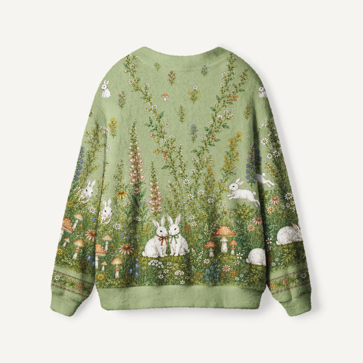 Fairy Tale Mushroom Frog Witch Garden Print Ugly Cardigan Sweater 3D-printed