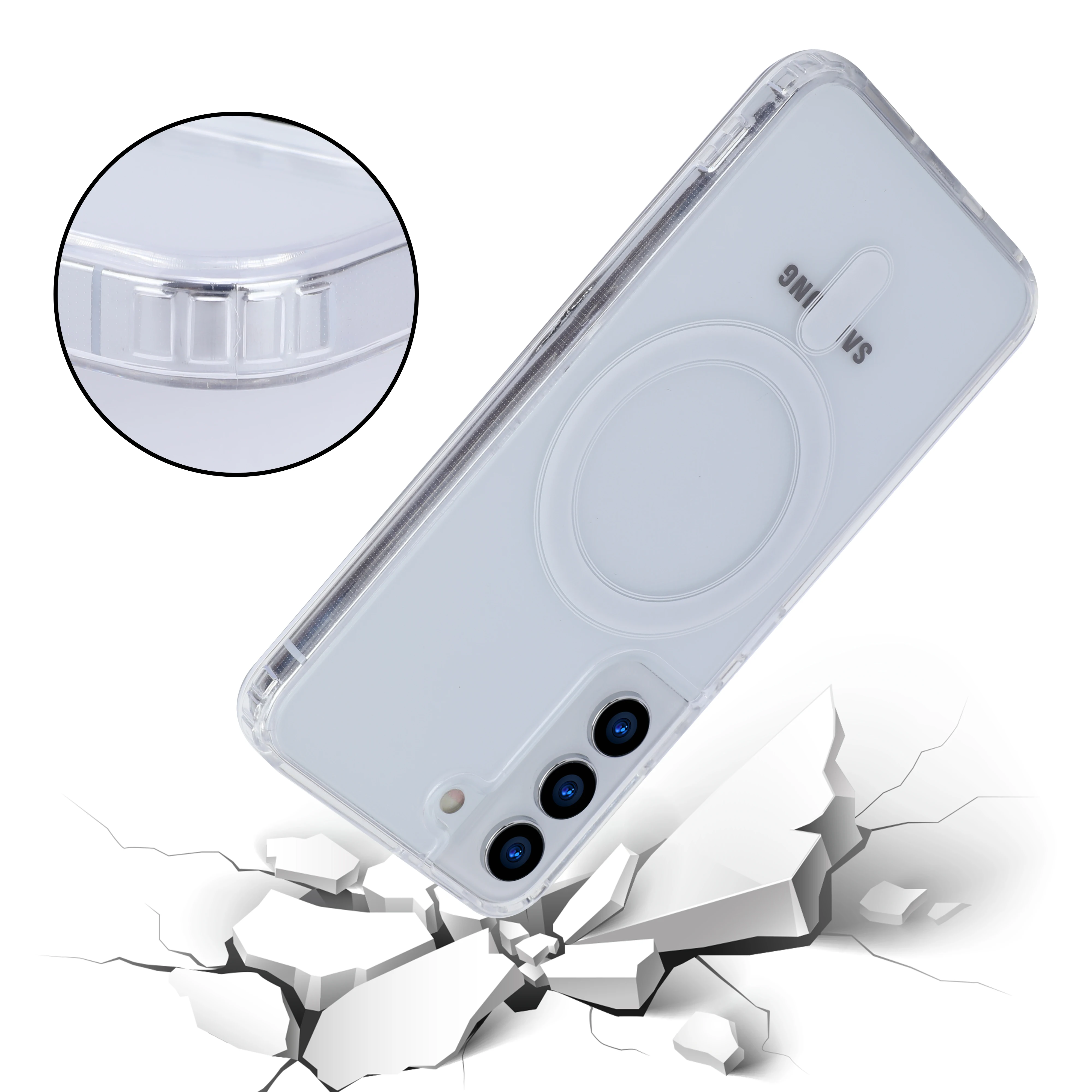 Magnetic Clear Transparent Case For Samsung Galaxy S25 S24 S23 S22 S21 S20 Plus Ultra FE Wireless Charging Shockproof Back Cover image 4