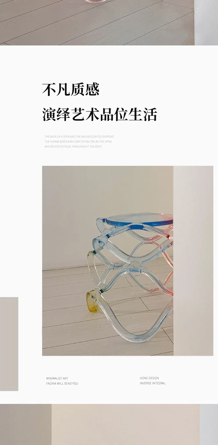 Acryl gewellte Wohnzimmerseite ein paar einfache, transparente Hocker Schlafzimmer Nachttisch