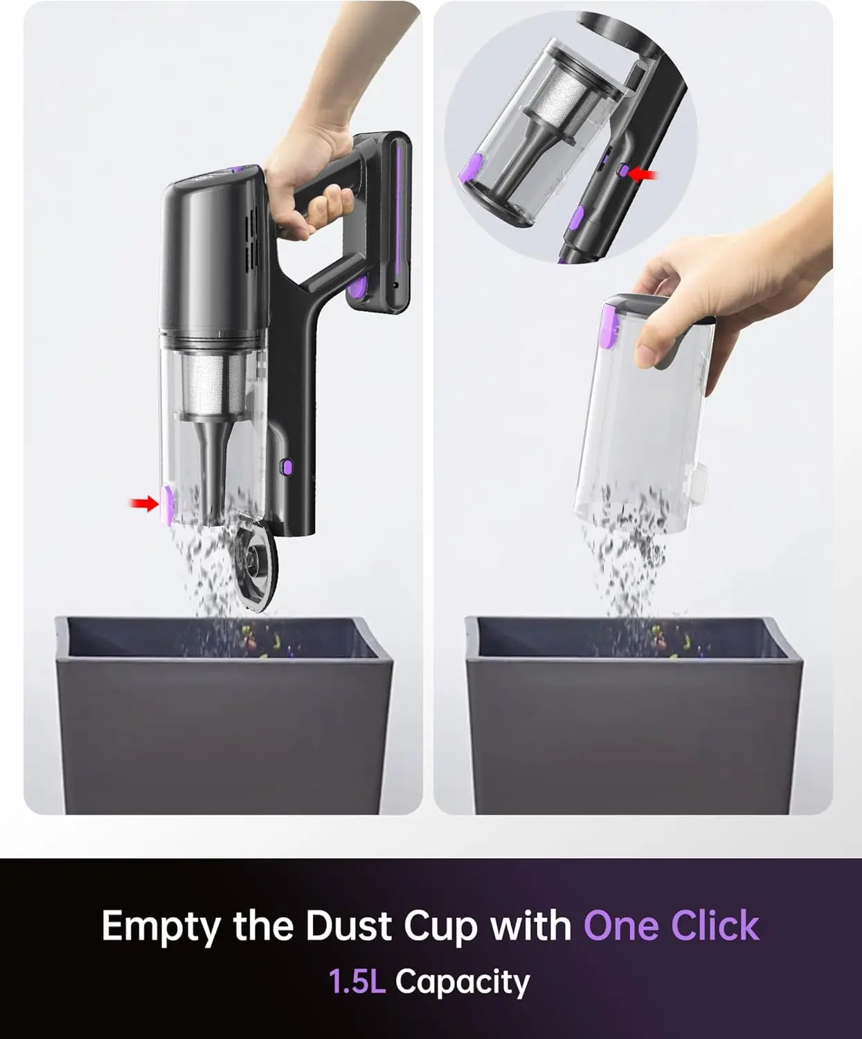 Cordless Vacuum Cleaner with LED Display, 45kpa 550W Brushless Motor, Max 50 Mins Runtime with Detachable Battery