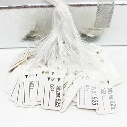 500 sztuk 24*15mm 925 srebrny DIY odręczny metka z ceną prostokątna etykieta biżuteria pierścień naszyjnik z sznurkiem z bawełny liny