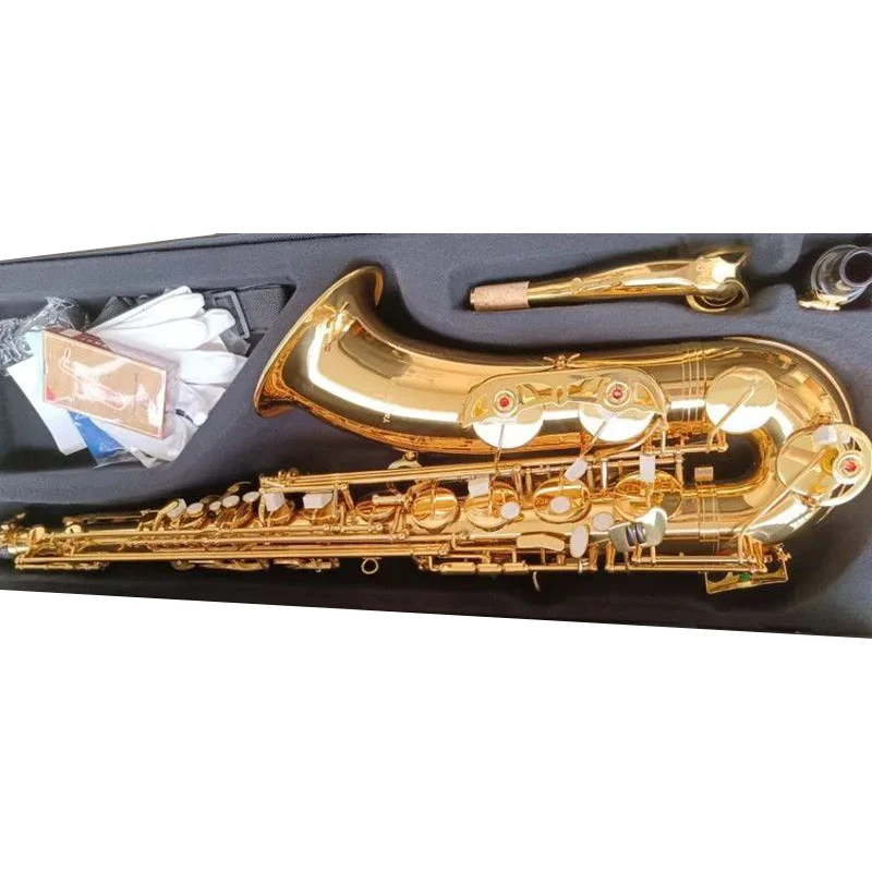 Japan  T 901 Professional level musical instrument Tenor Saxophone Gold Carving tube body Woodwind Brass With Case Mouthpiece Gl