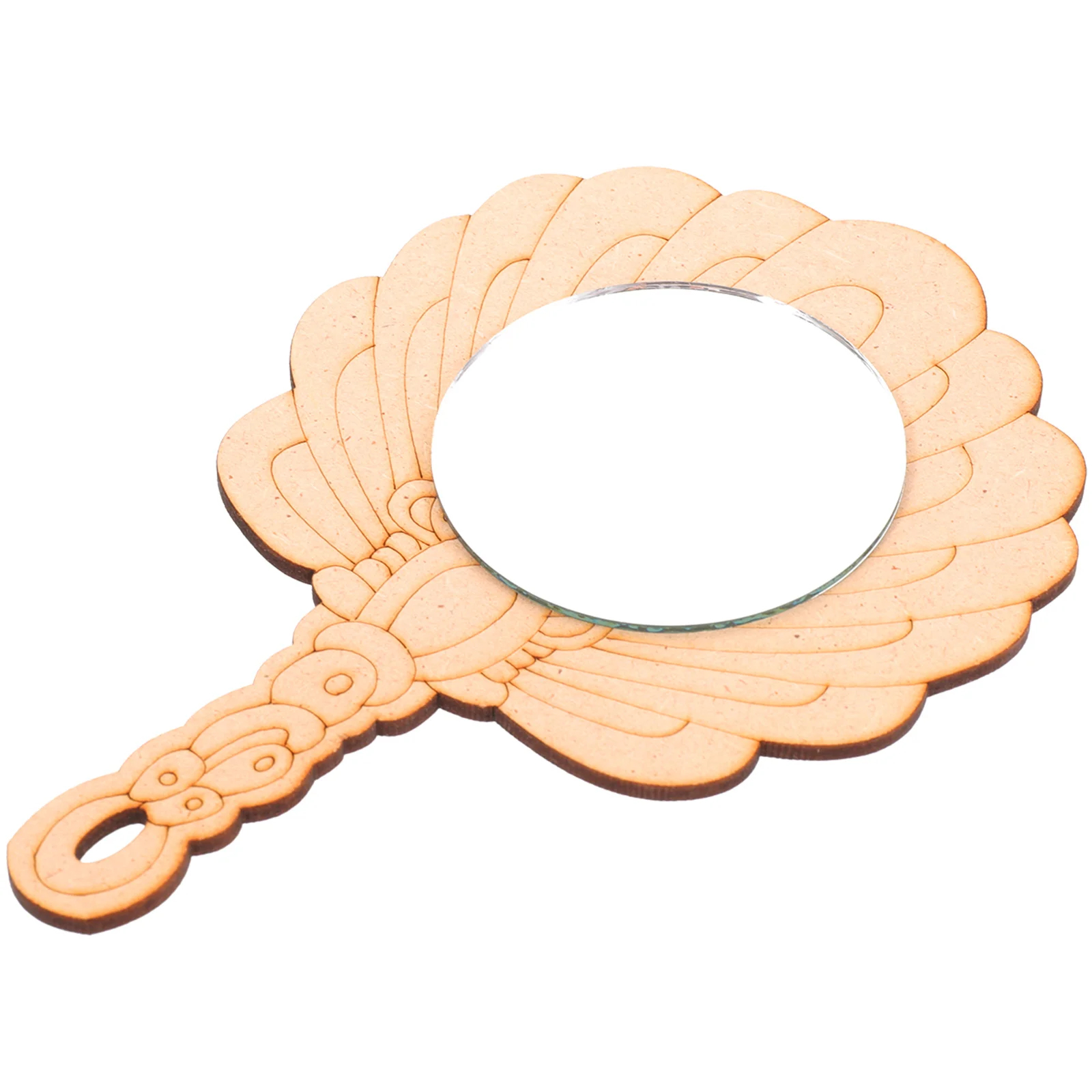 2 pçs de madeira diy espelho sem pintura crianças portátil pintura à mão criativo artesanato fornecimento educacional espelho artesanato fornecimento