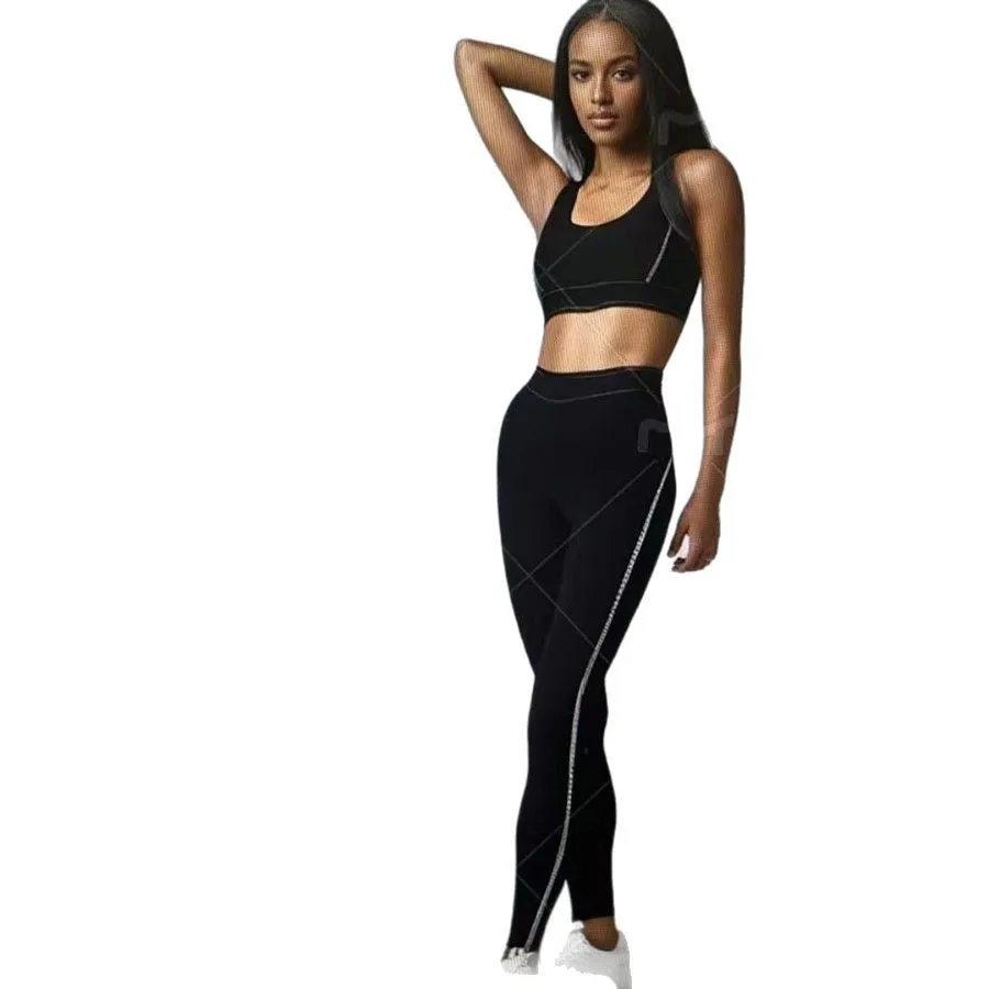 Y9001 الأوروبية والأمريكية عبر الحدود المرأة الصيف نمط جديد الأبجدية موضة اليوغا الرياضة الترفيه قطعتين مجموعة في الأوراق المالية #4