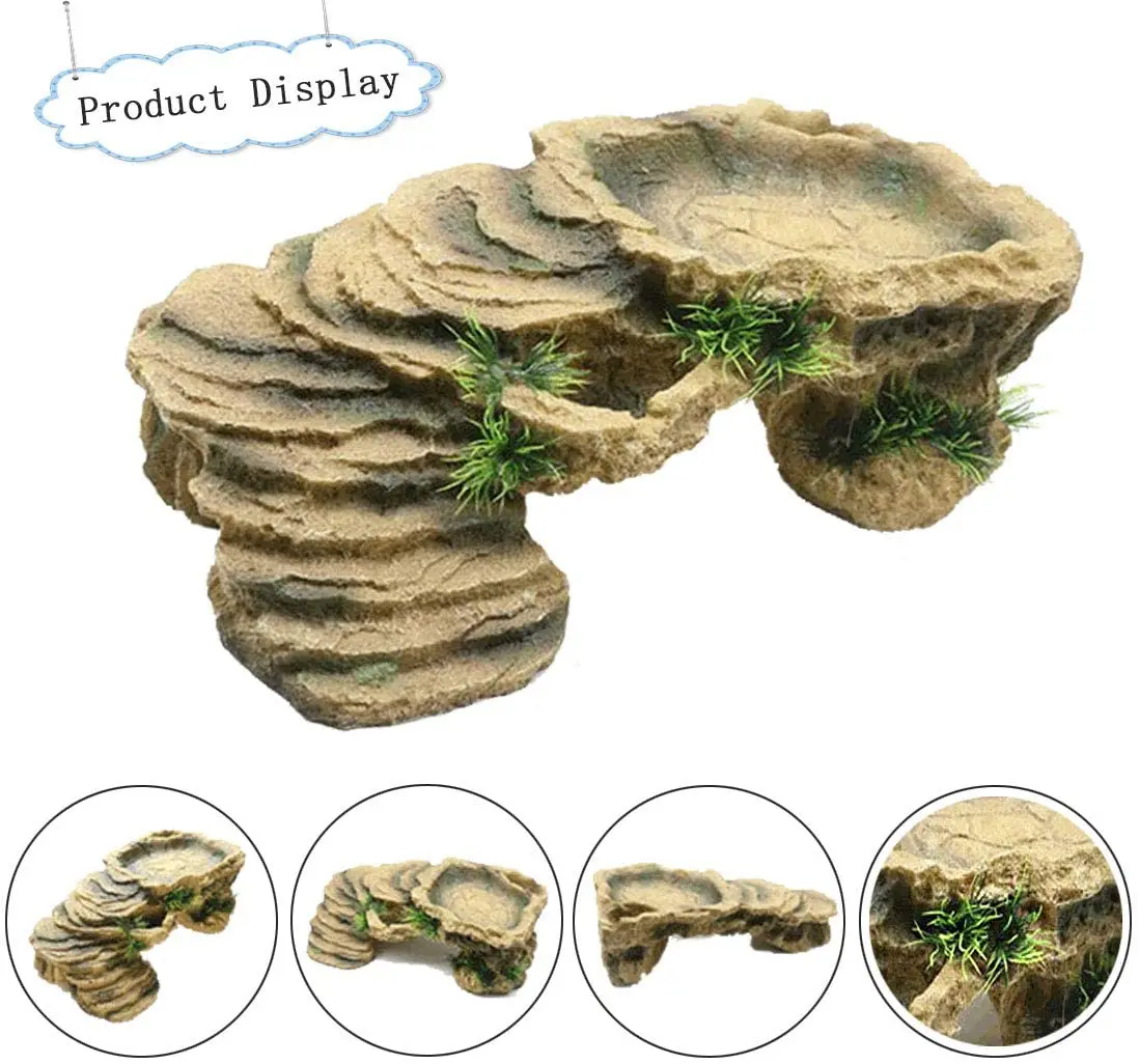 Turtle Basking Platform Tortoise Resin Dock Resting Rock Reptile Habitat Ornament Hiding Cave Floating Ledge Aquarium Decoration