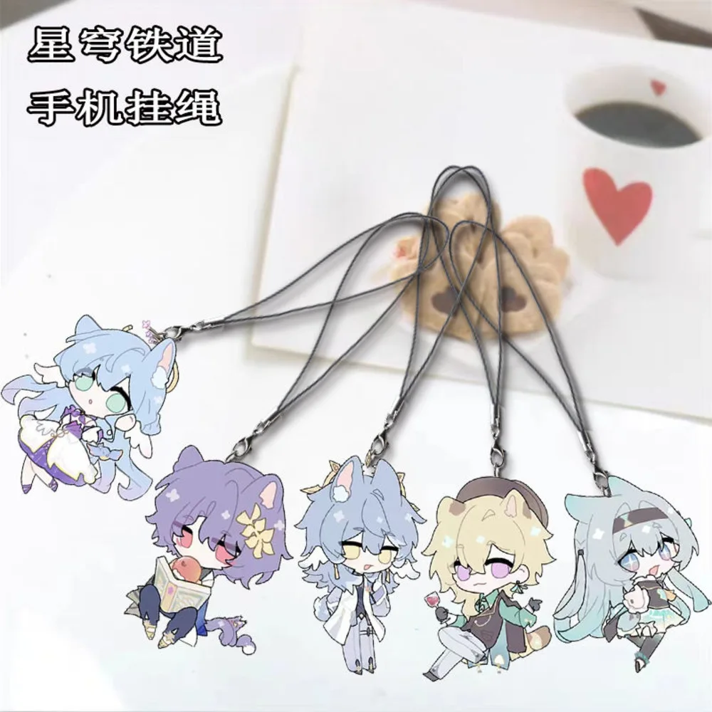 5PCS อะนิเมะ Honkai: Star Rail โทรศัพท์เชือกหิ่งห้อย Aventurine คอสเพลย์กระเป๋าเป้สะพายหลังเครื่องประดับจี้ของขวัญวันเกิดชายหญิง