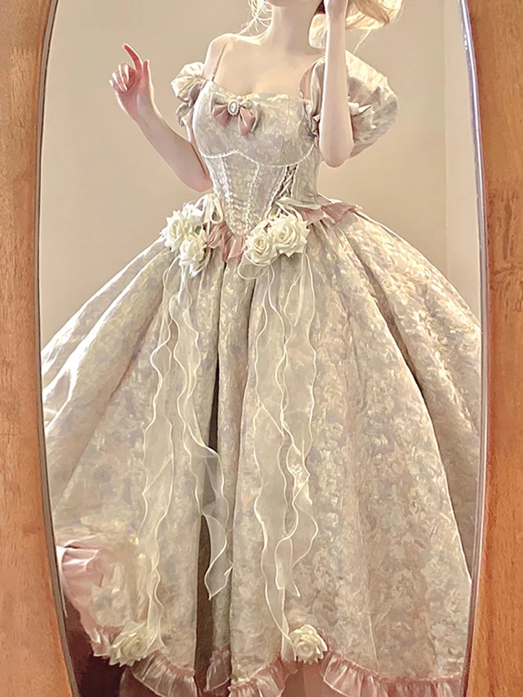 ピンク Ele 誕生日大人のセレモニー Dr パフィー Princ スカート素敵なロリータウェディングドレス床の長さの Faion 2025 ホット販売