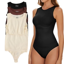 Karın kontrol Shapewear Racerback üst kadınlar Thongs Bodysuit dikişsiz heykel vücut şekillendirici Halter boyun tulum tulum