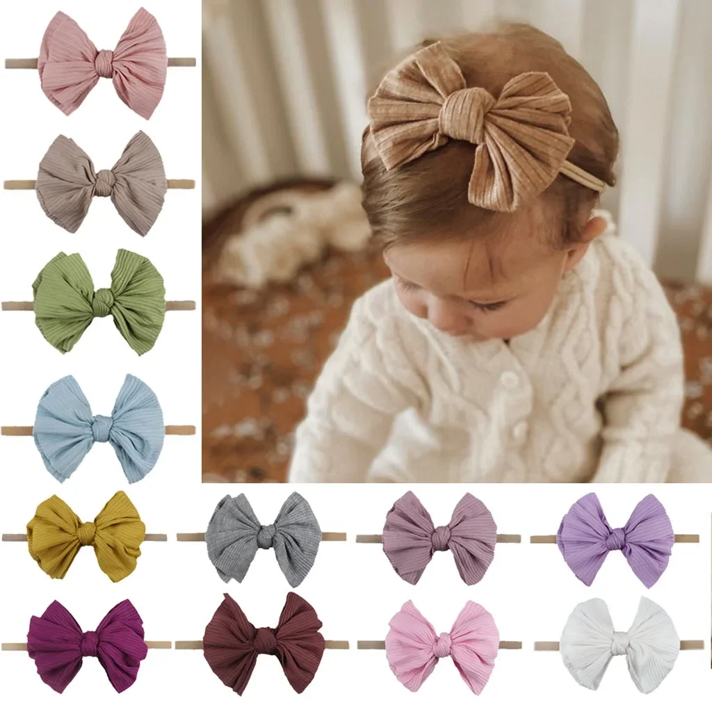 New Baby Girls Elastic Bow Headband Fashion Bows Knot Nylon Hair Bands Newborn Toddler Kids Headwear Hair Accessories